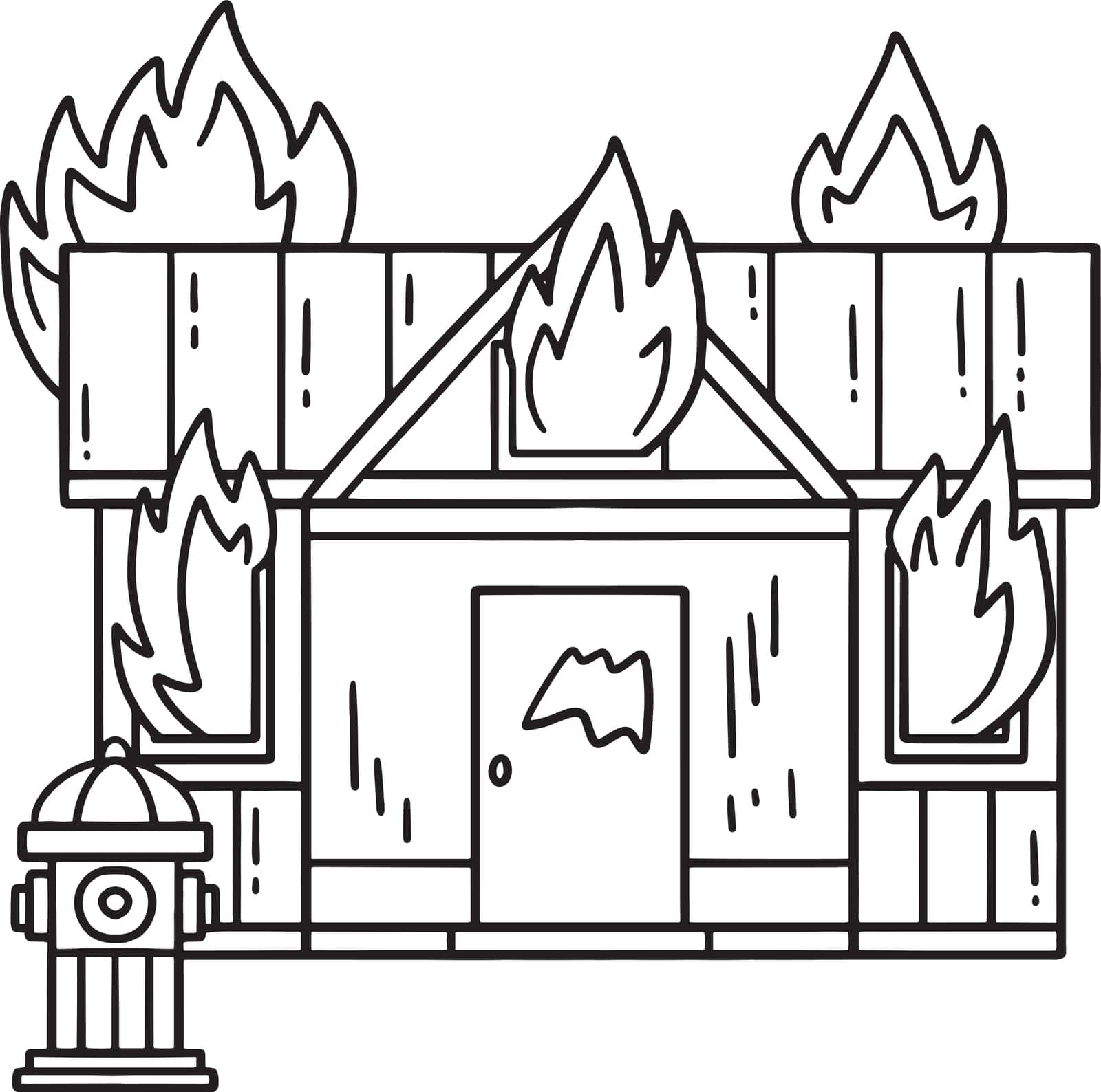 Burning House Isolated Coloring Page for Kids by abbydesign