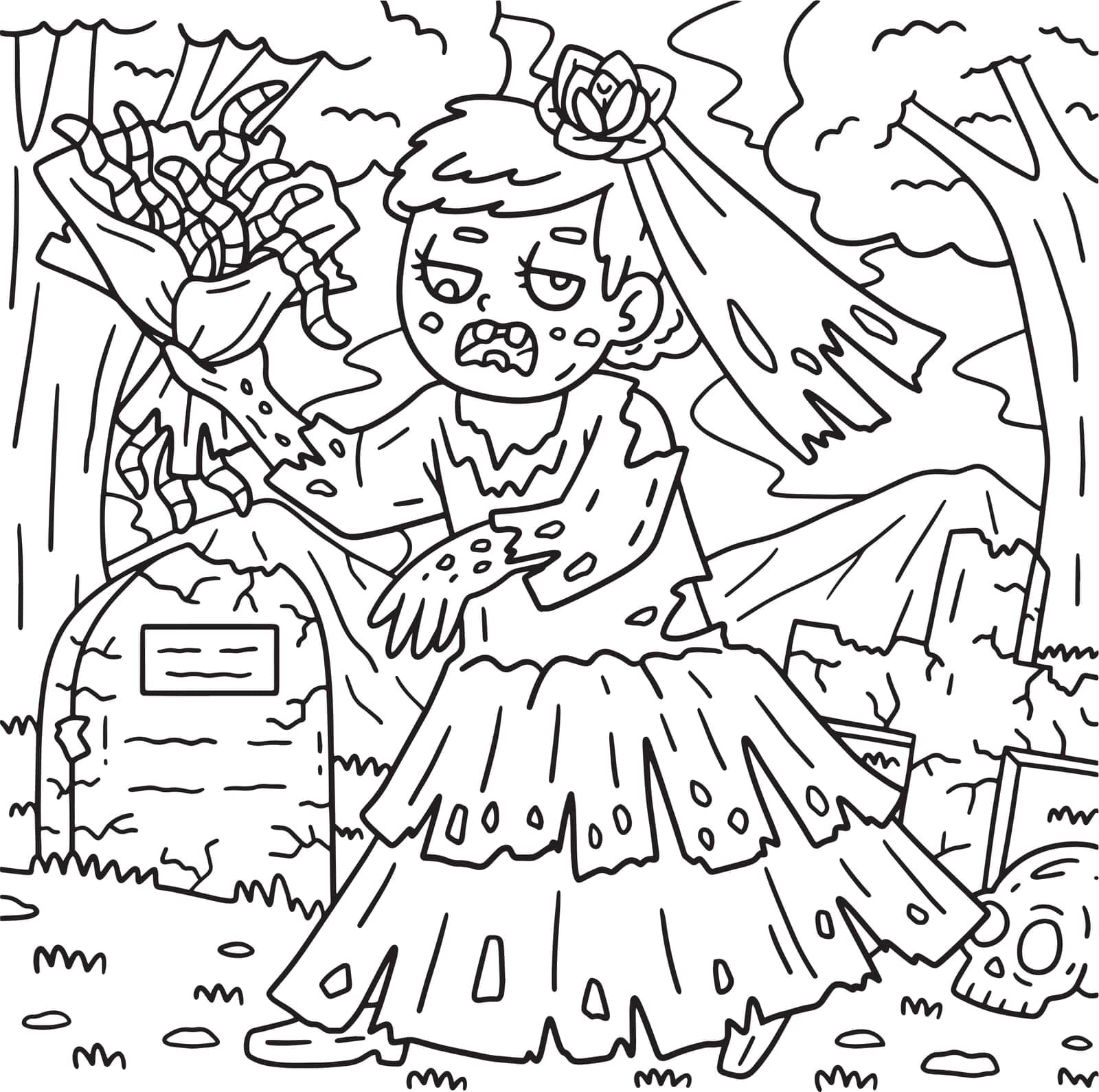 Zombie Bride Coloring Pages for Kids by abbydesign
