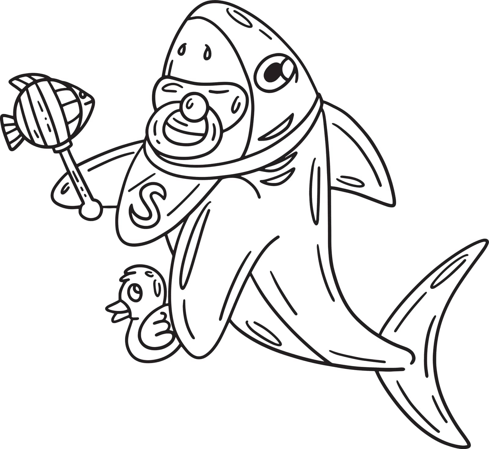 Baby Shark Isolated Coloring Page for Kids by abbydesign