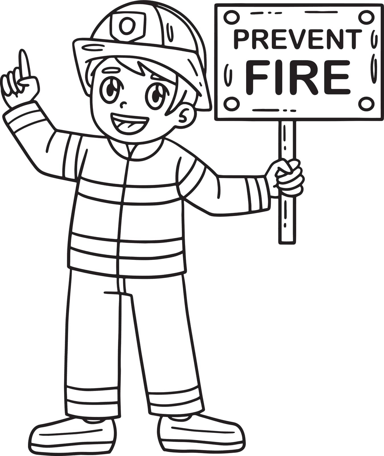 Firefighter Holding a Reminder Isolated Coloring by abbydesign