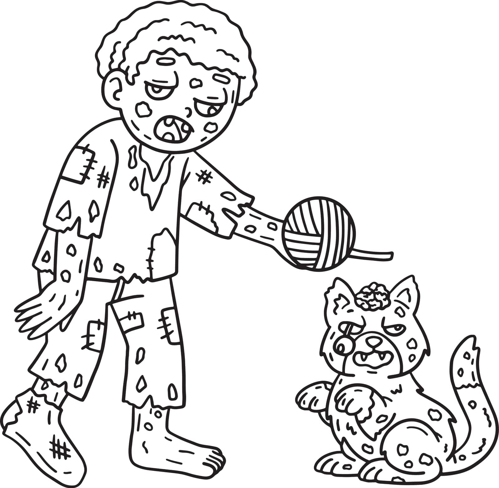 A cute and funny coloring page of a Zombie and Undead Cat. Provides hours of coloring fun for children. To color, this page is very easy. Suitable for little kids and toddlers.