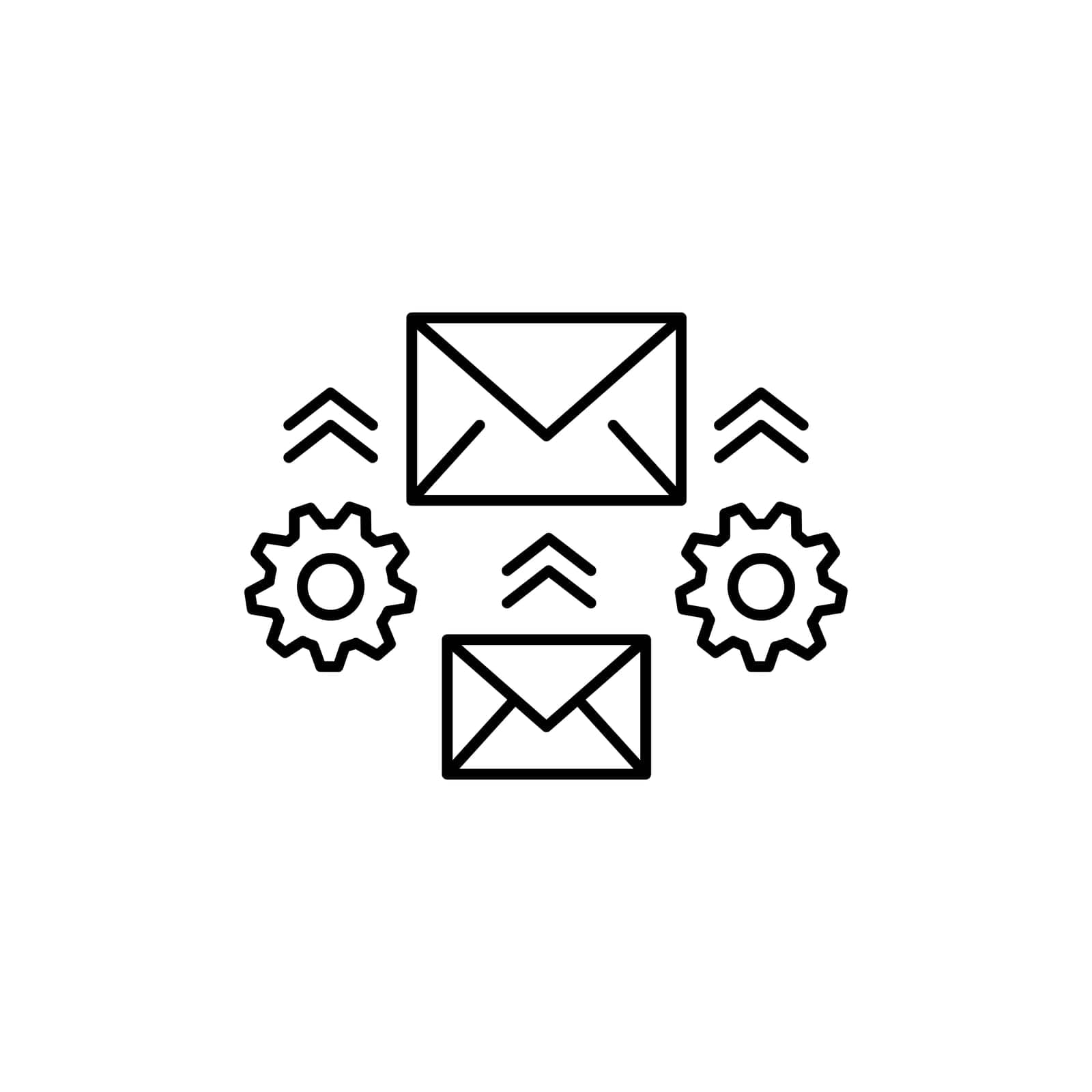 Email automation service line icon on white