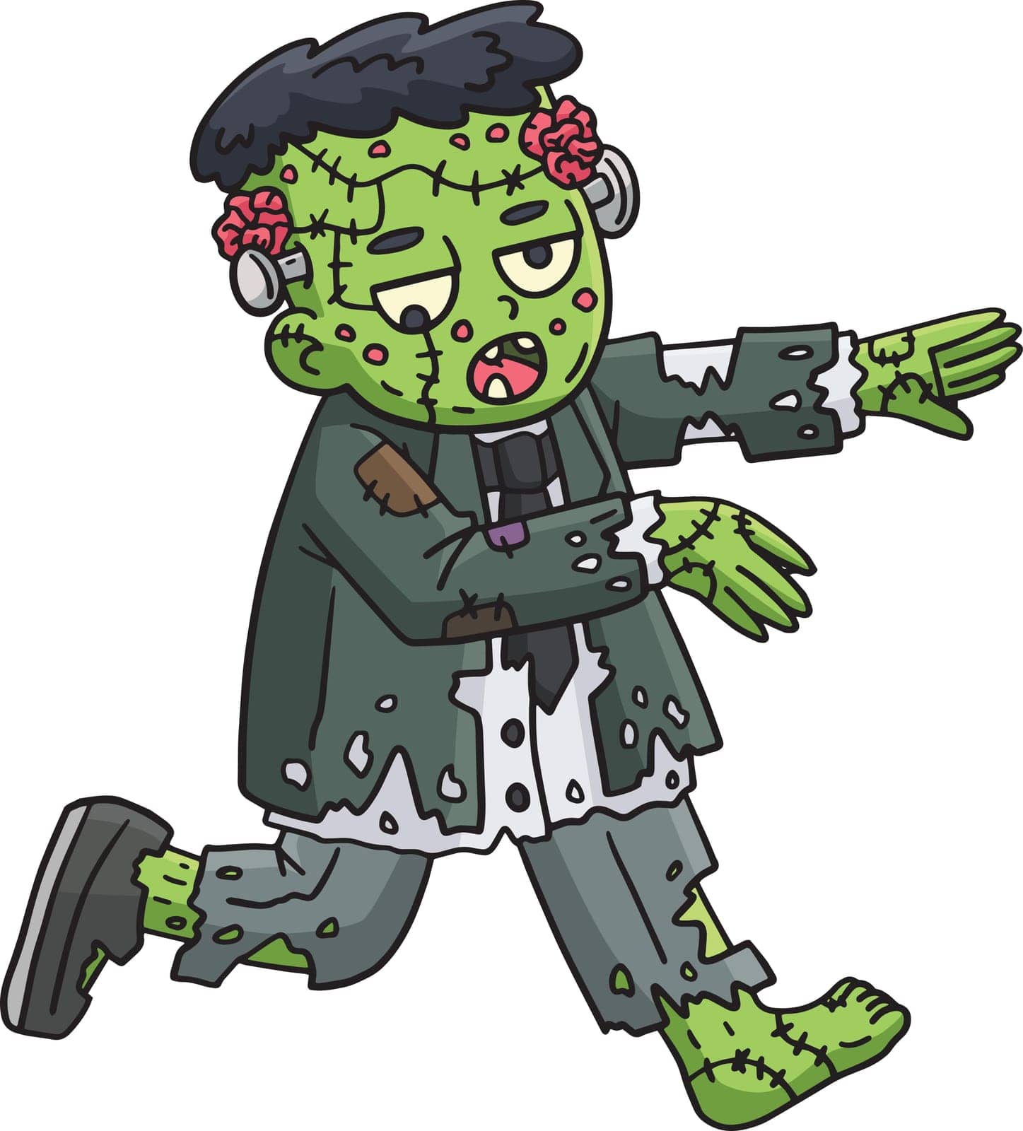 Zombie Frankenstein Cartoon Colored Clipart by abbydesign