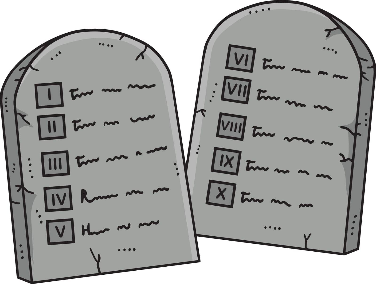 This cartoon clipart shows the Ten Commandments tablet illustration.