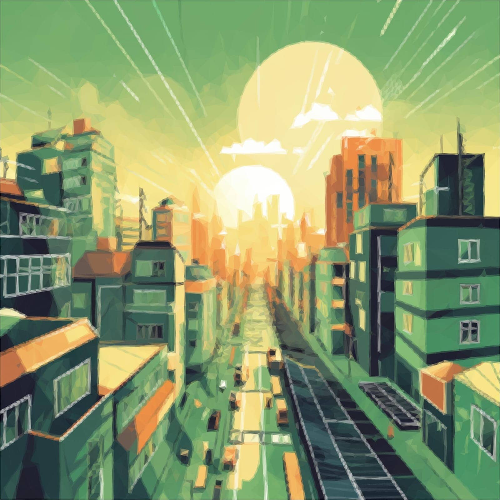 Abstract image of a new bright metropolis city. Vector illustration