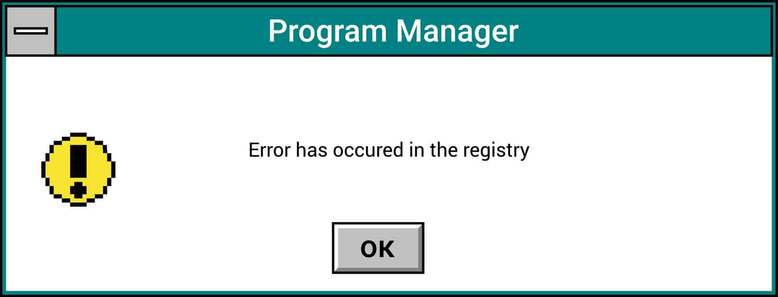 Error message of program manager, problem occurred. Windows operation system for laptop and personal computer. Notification for clients or user about issu on app side. Vector in flat styles