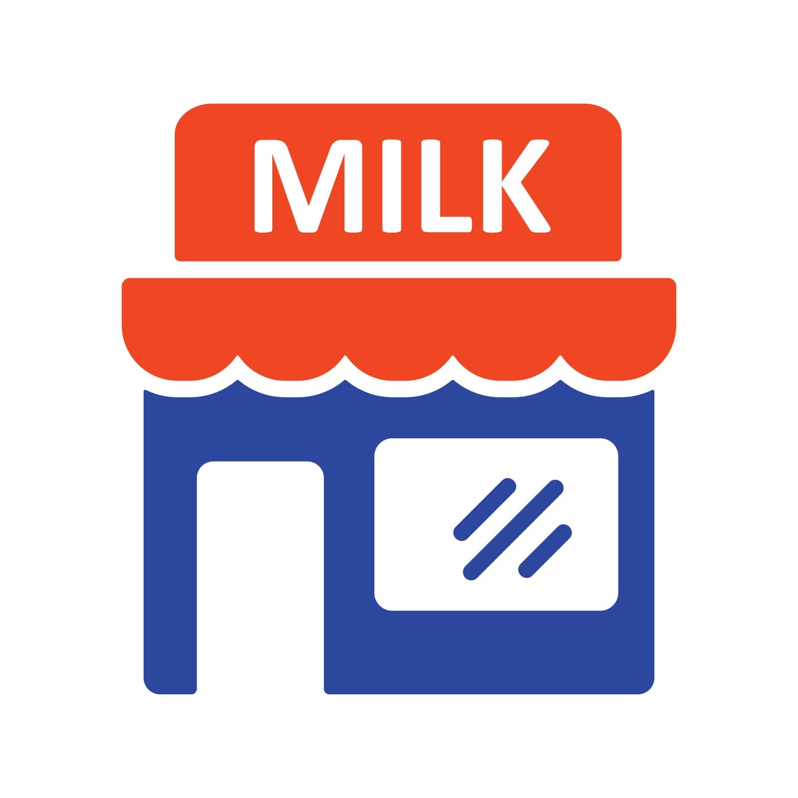 Dairy store facade vector icon. Dairy product sign. Graph symbol for cooking web site and apps design, logo, app, UI