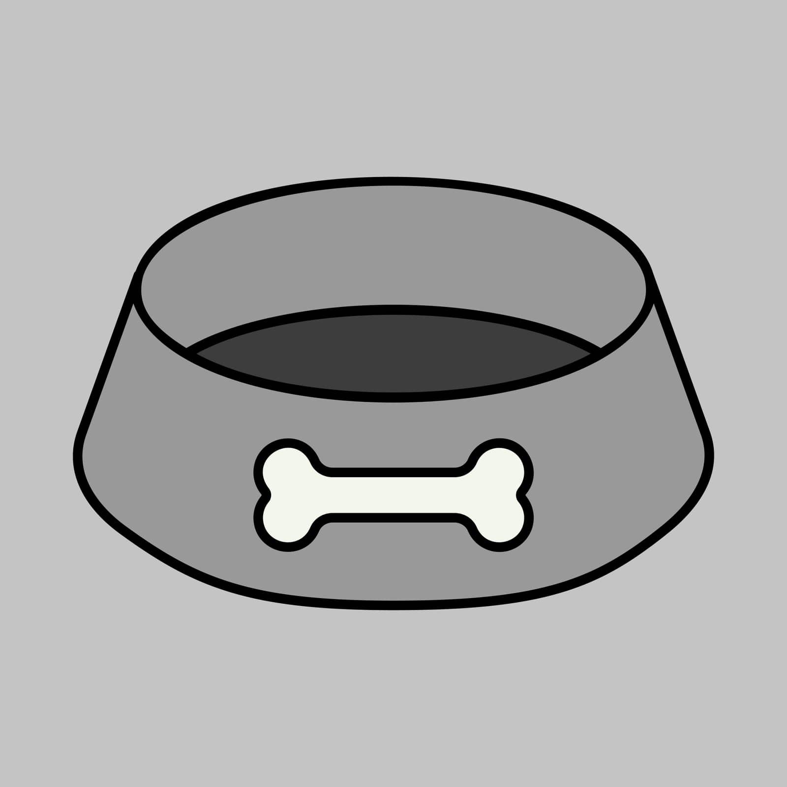 Pet dog bowl vector grayscale icon. Pet animal sign. Graph symbol for pet and veterinary web site and apps design, logo, app, UI