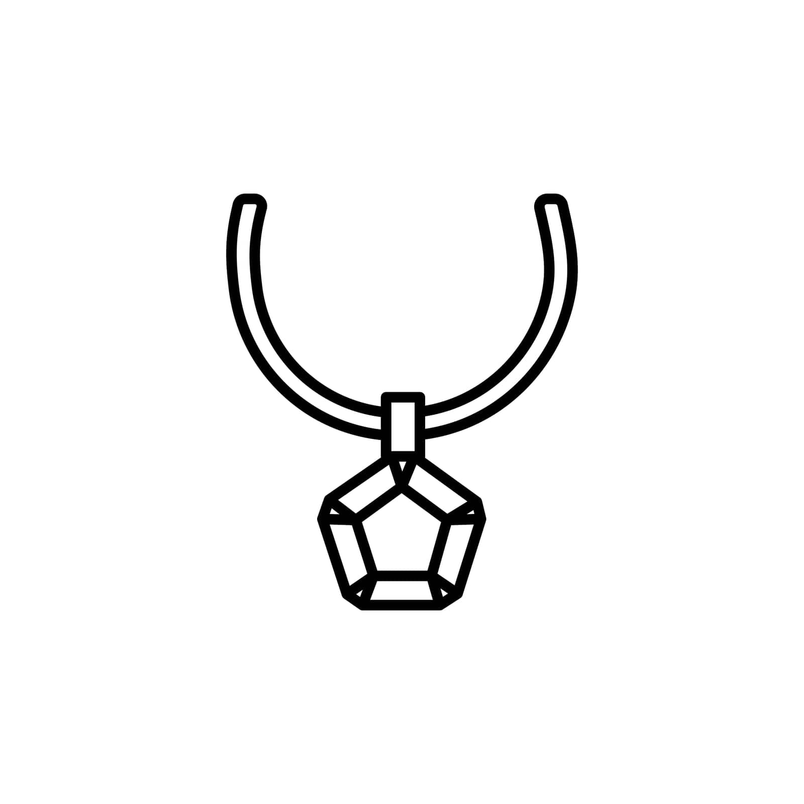 Jewelry icon with neckless and display in black outline style