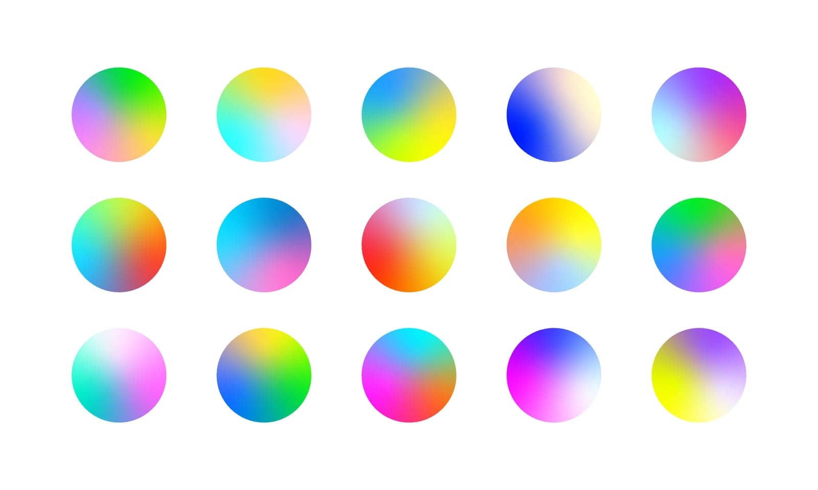 gradient spheres. multicolor circles, abstract vibrant colors and modern gradients spheres. Vector illustration