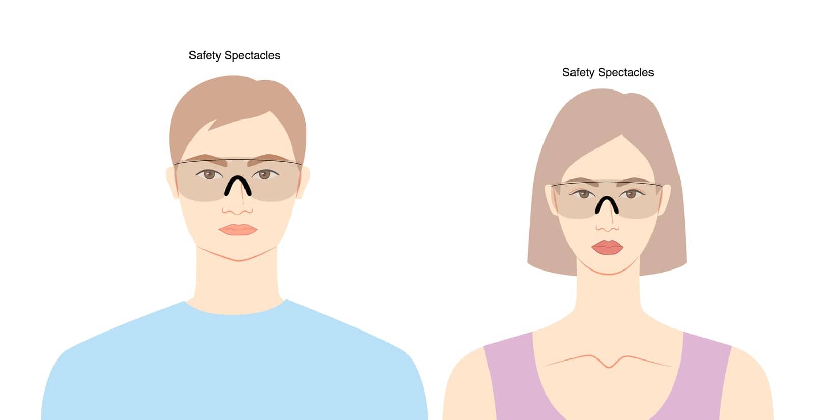Safety Spectacles frame glasses on women and men flat character fashion accessory illustration. Sunglass unisex by Vectoressa