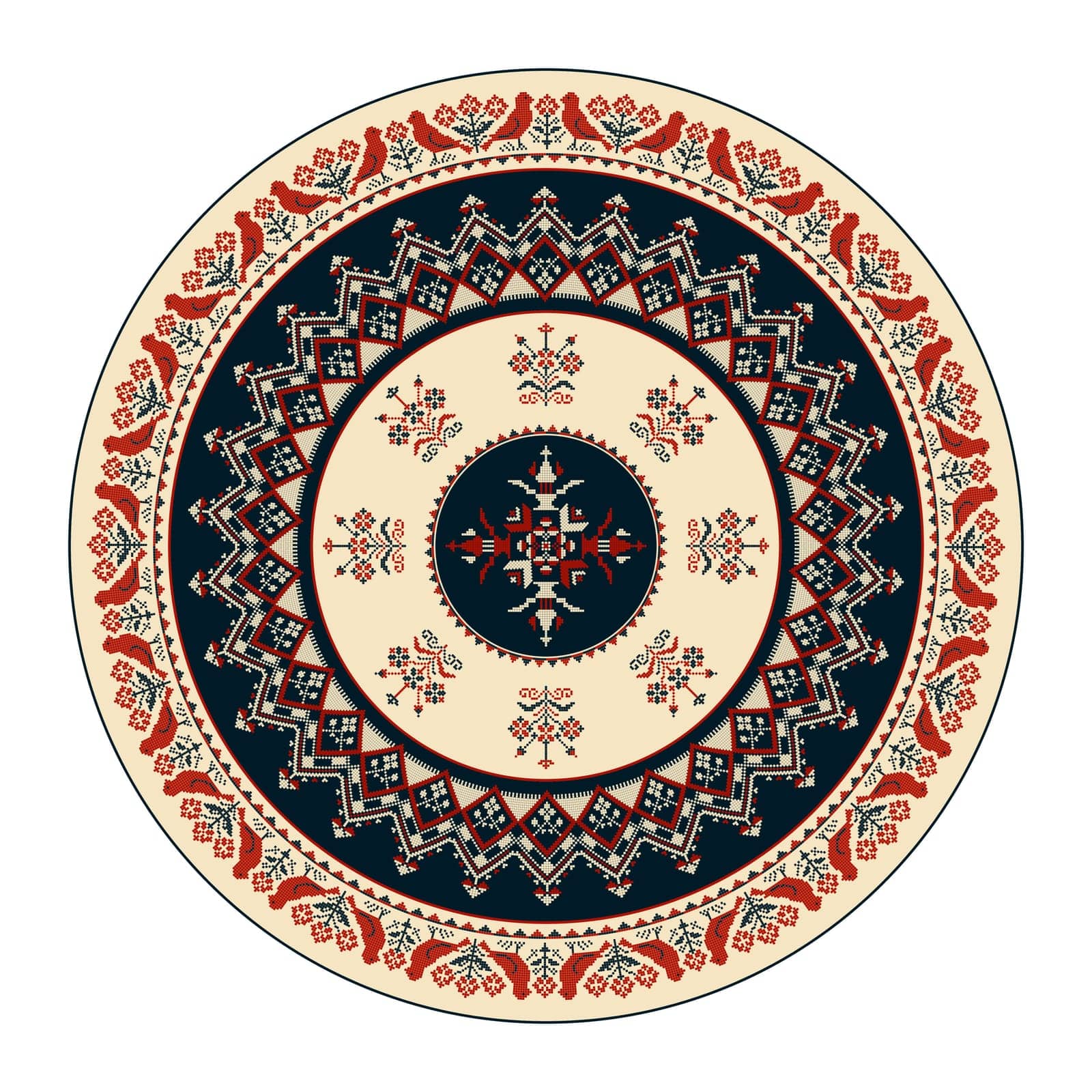 Traditional Polish embroidery round symbol 4 by Lirch
