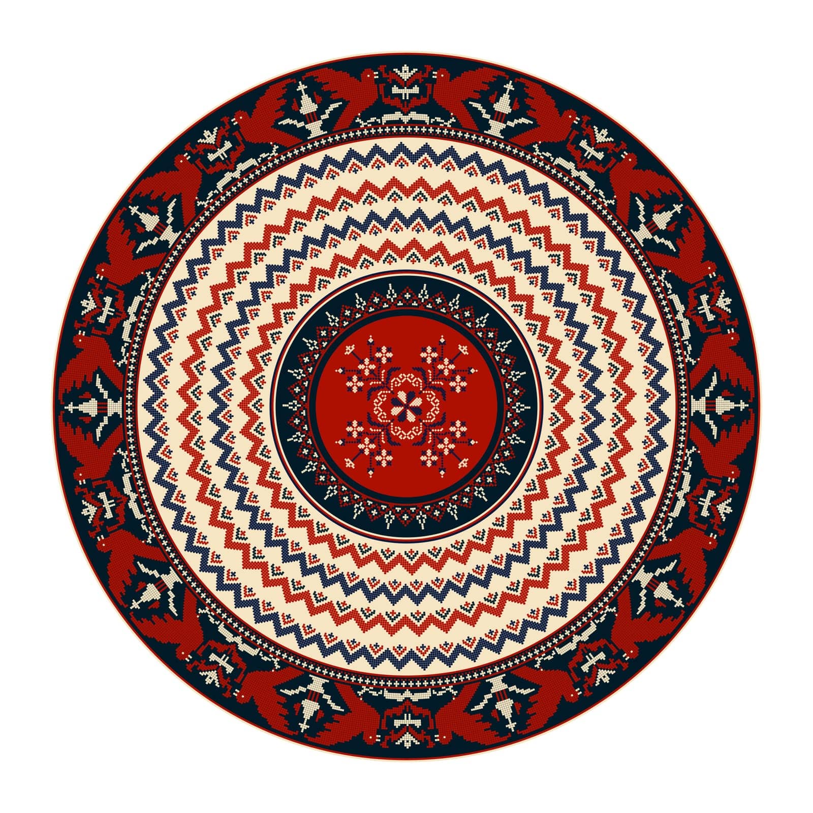 Traditional Polish embroidery round symbol 7 by Lirch