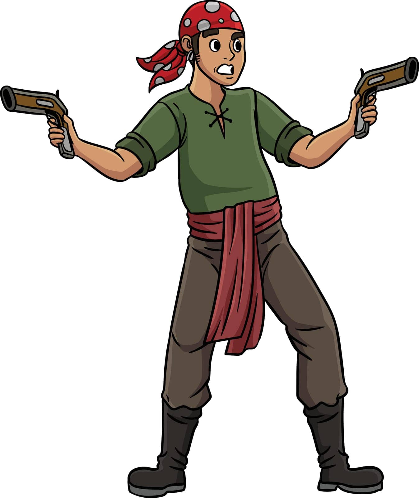 Pirate with a Gun Cartoon Colored Clipart by abbydesign