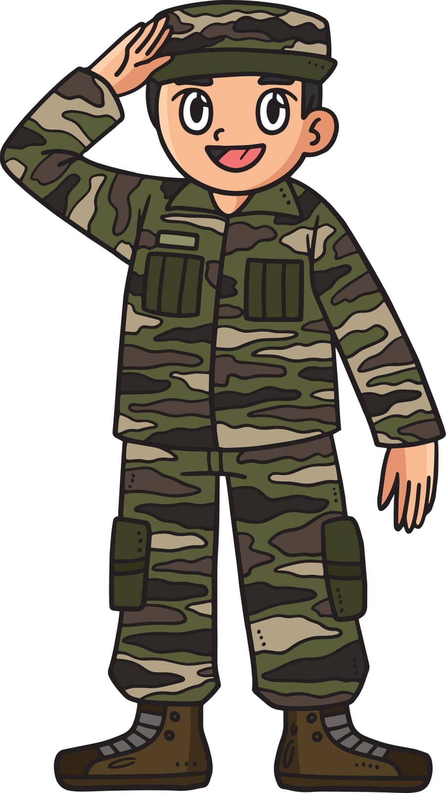 This cartoon clipart shows a Saluting Soldier illustration.