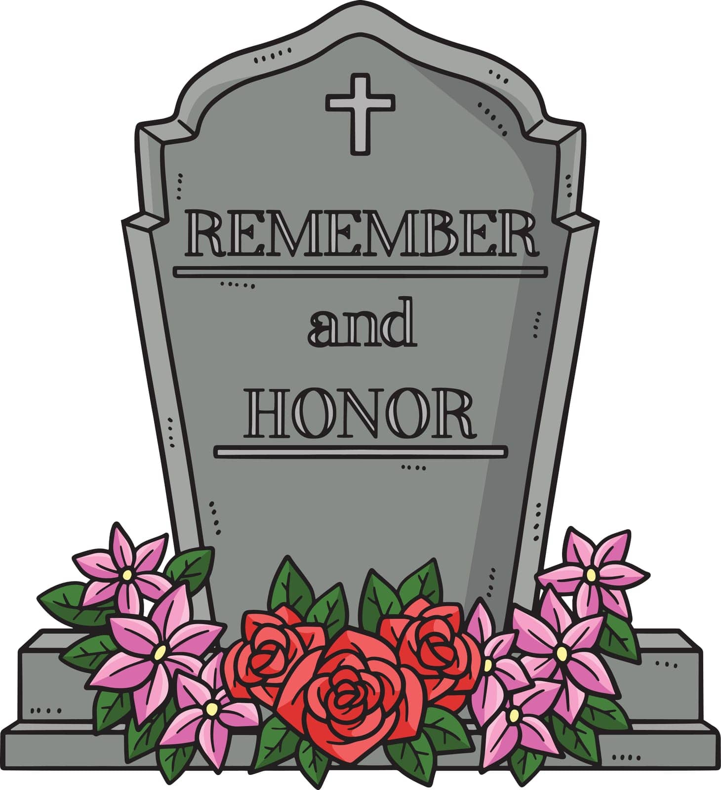 This cartoon clipart shows an In Loving Memory with Flowers illustration.