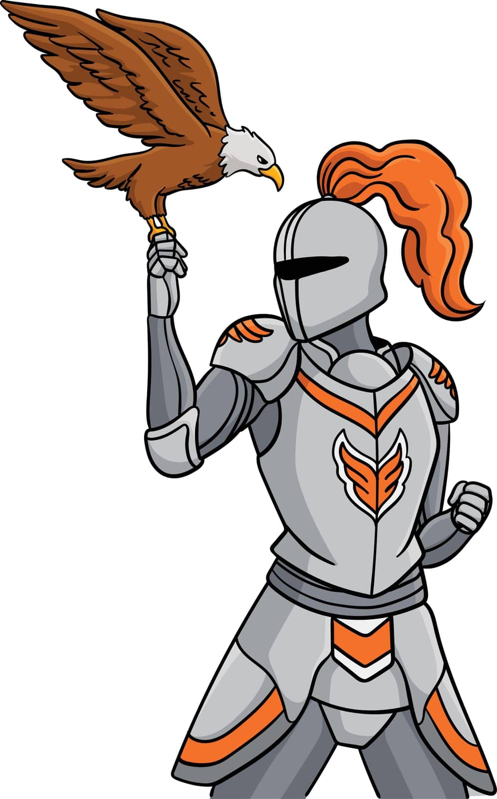 This cartoon clipart shows a Knight with an Eagle illustration.
