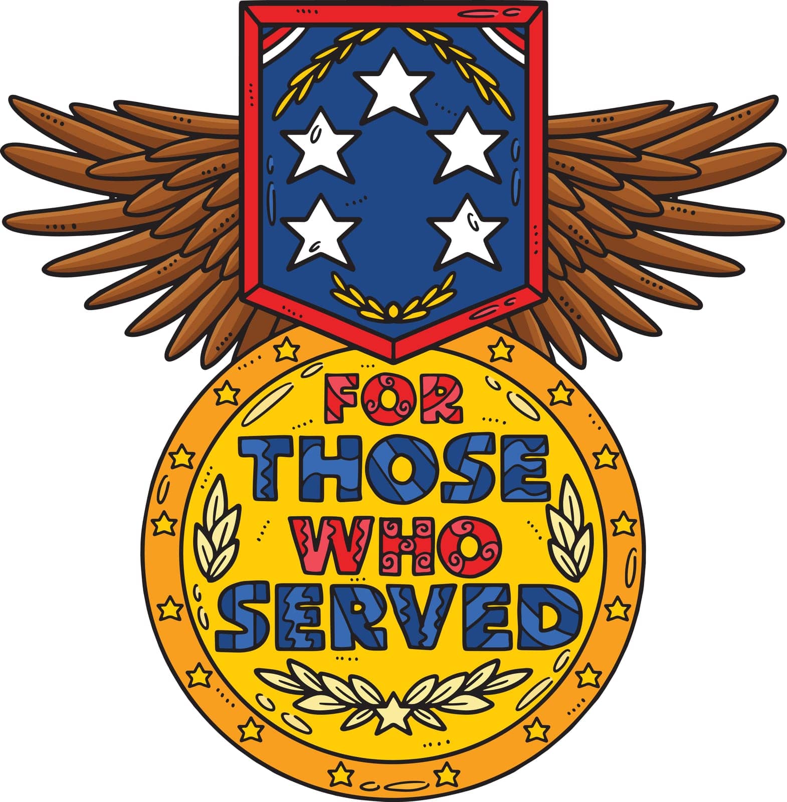 For Those Who Served Medal Wings Cartoon Clipart by abbydesign