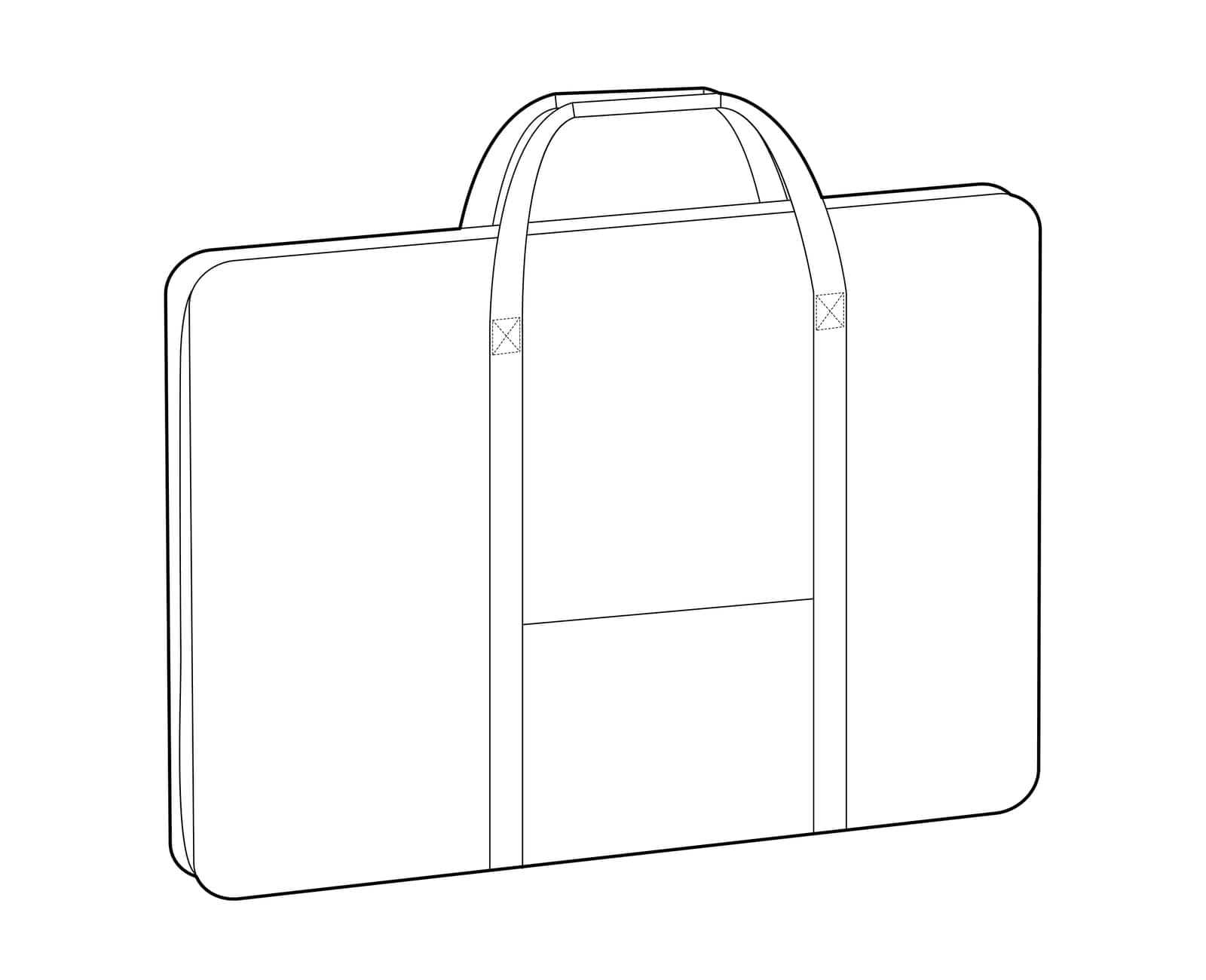 Portfolio case silhouette bag. Fashion accessory technical illustration. Vector satchel front 3-4 view for Men, women by Vectoressa
