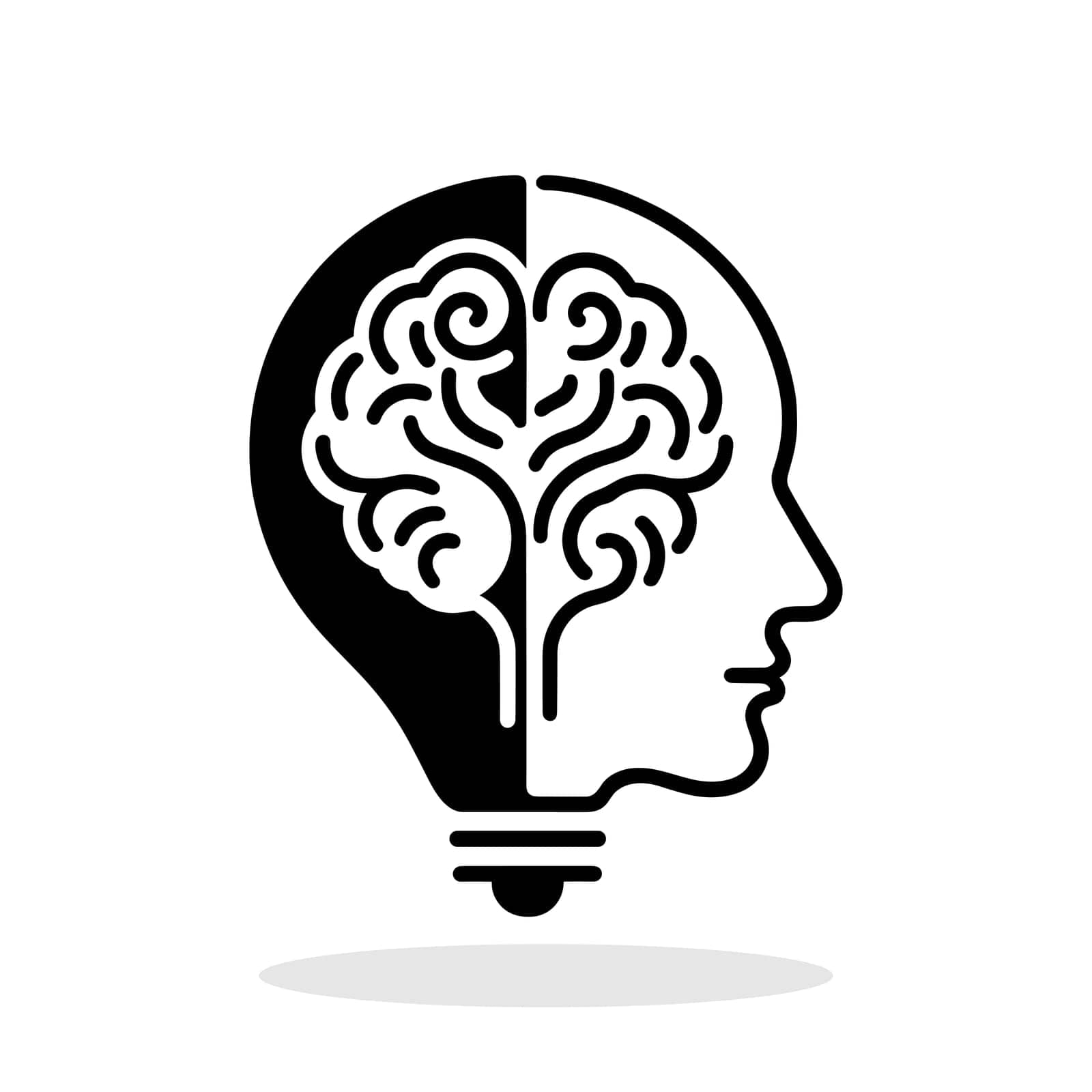 Light bulb and brain icon. Creativity symbol. Innovation symbol. Vector illustration