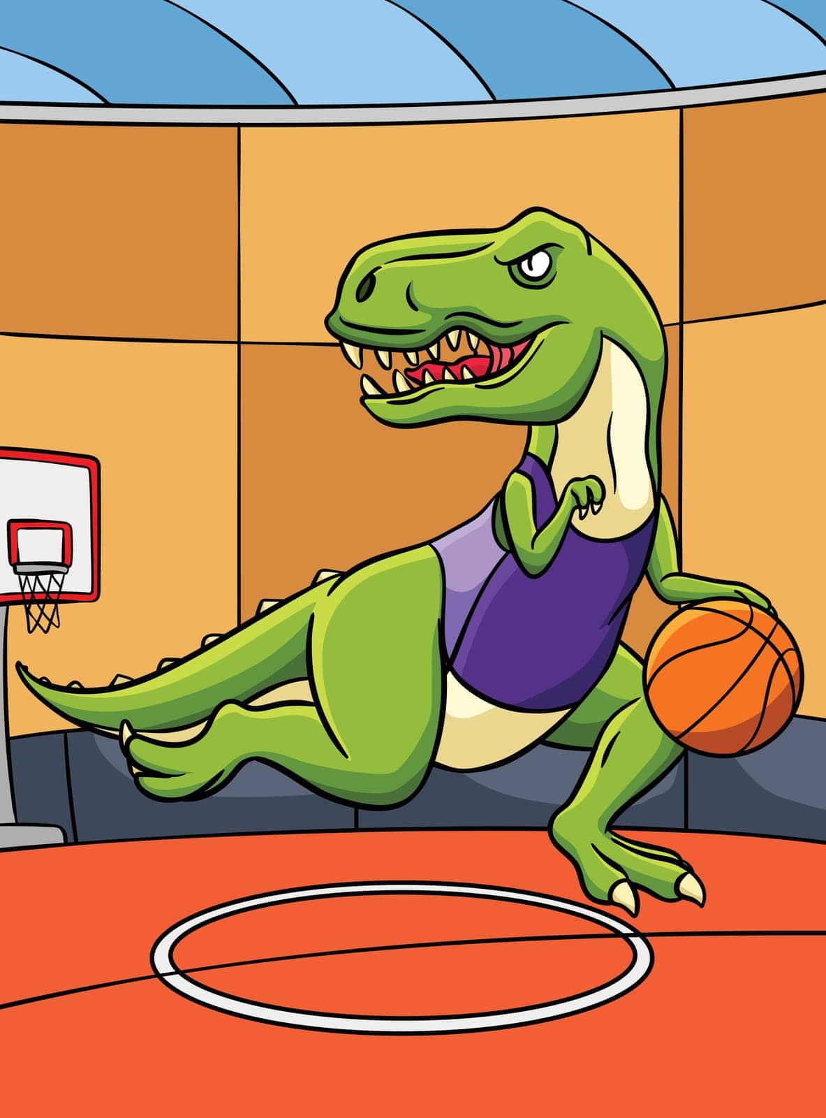 This cartoon clipart shows a Basketball T Rex illustration.