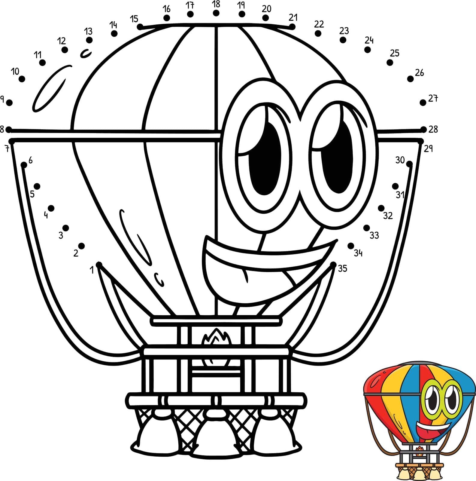 Dot to Dot Hot Air Balloon Vehicle Isolated by abbydesign