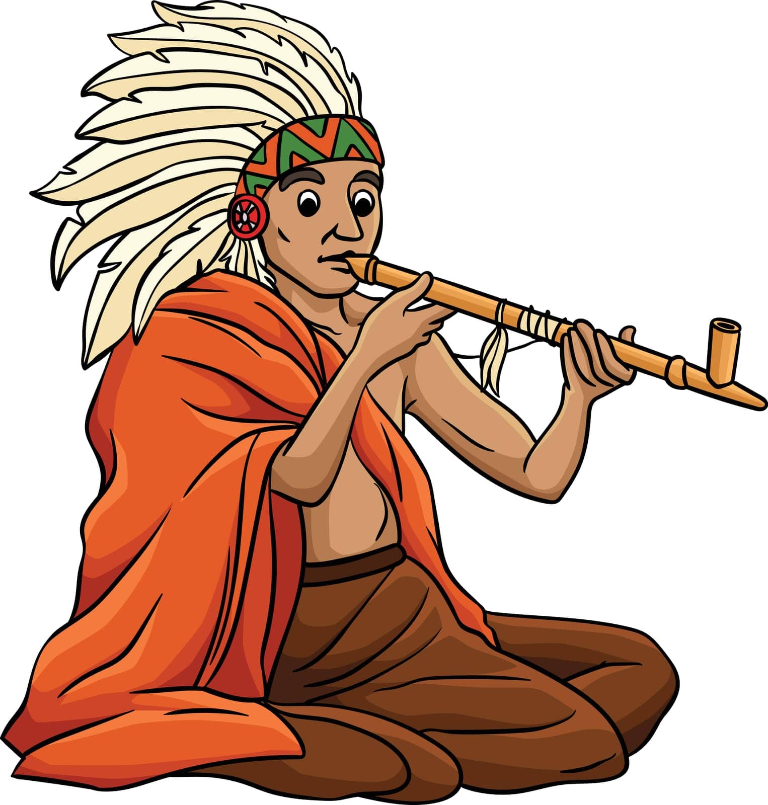 This cartoon clipart shows a Native American Indian with a Calumet illustration.