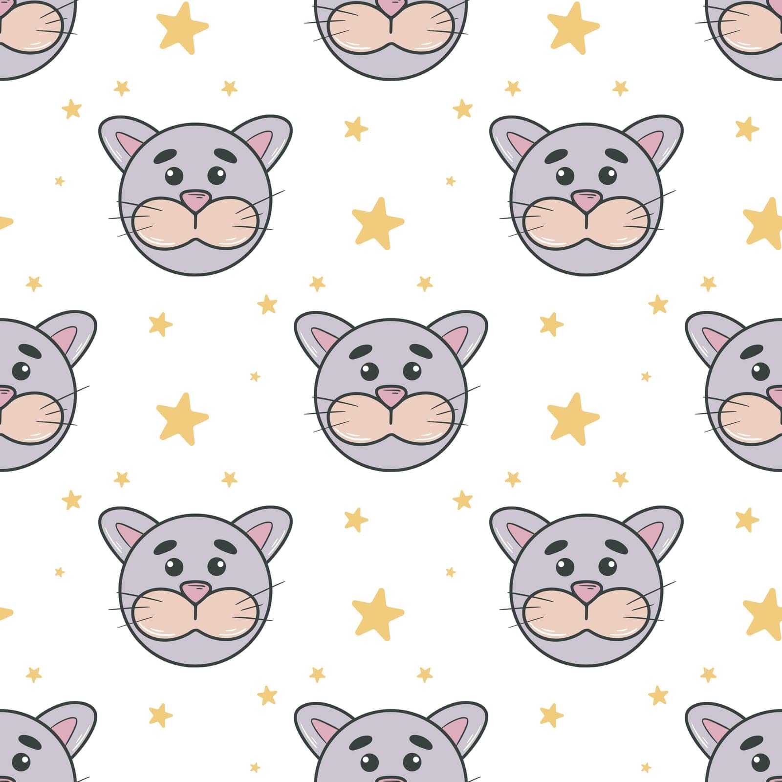 Cats and stars festive background by TassiaK