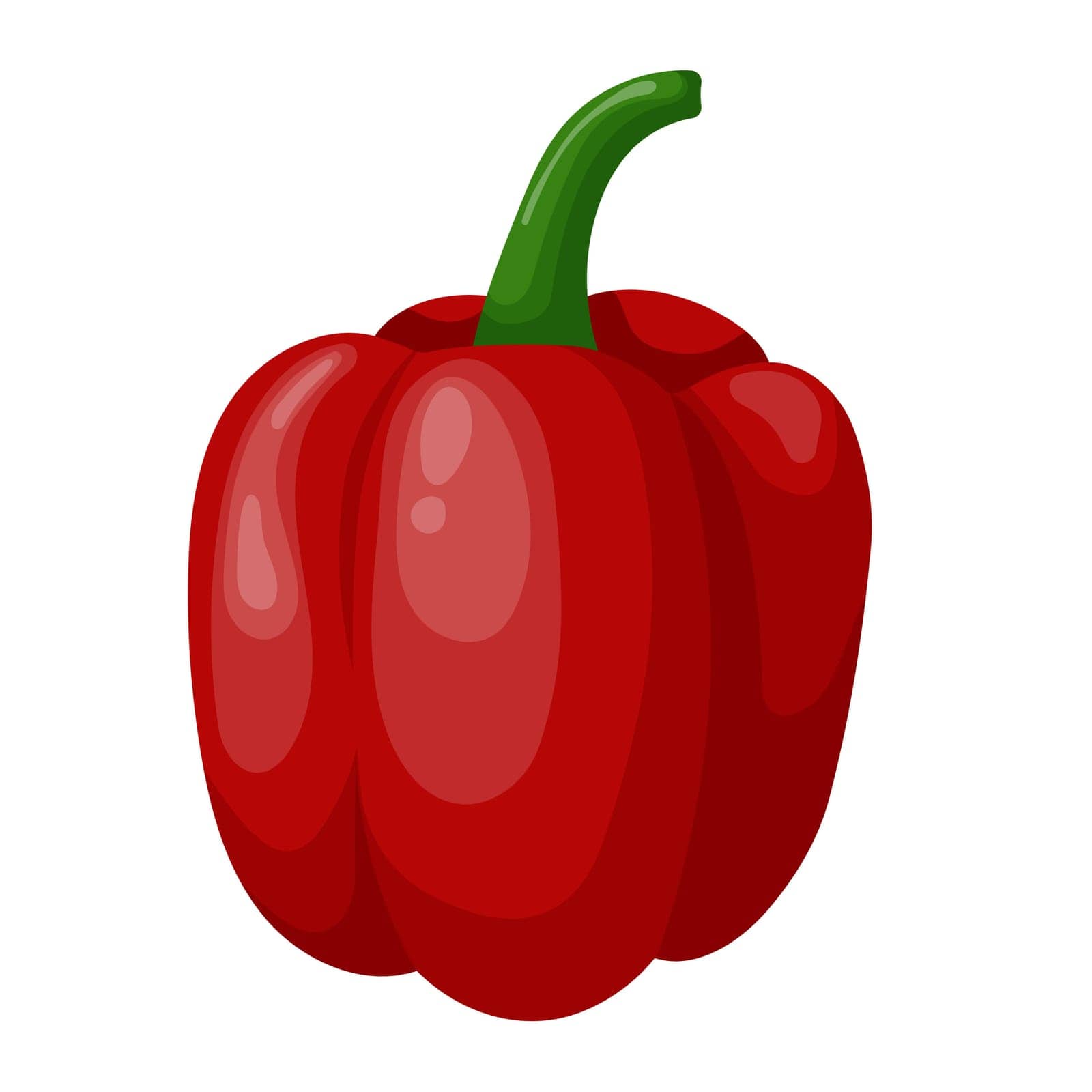 Bulgarian pepper isolated on a white background. Sweet red pepper, bell pepper. Vector illustration of sweet pepper.