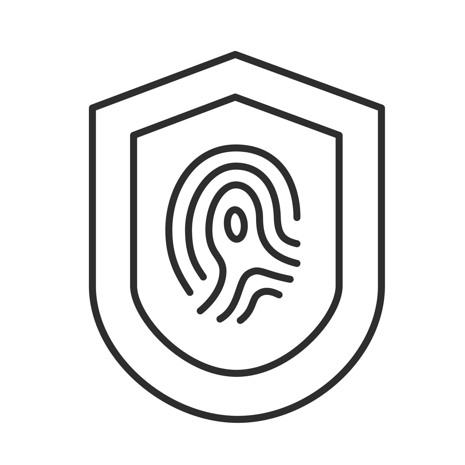 Fingerprint icon cybersecurity shield.