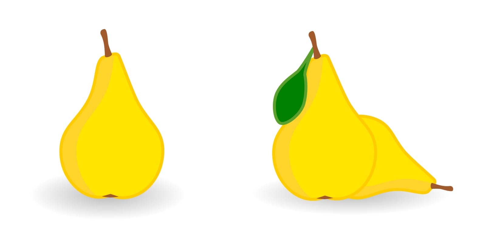 Simple Yellow pear icon, version with single and two fruits. by Ivanko