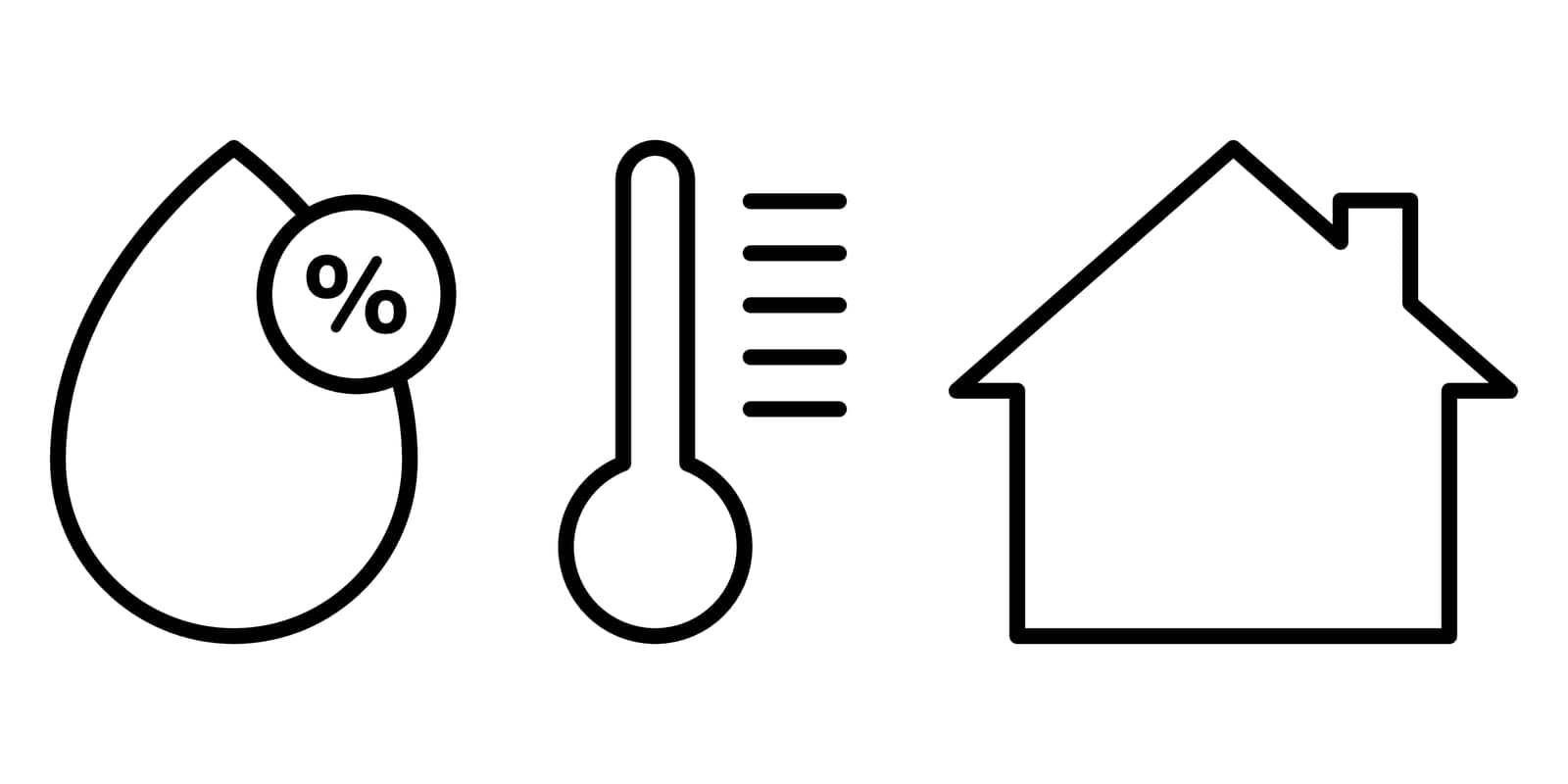 Temperature control house icon set