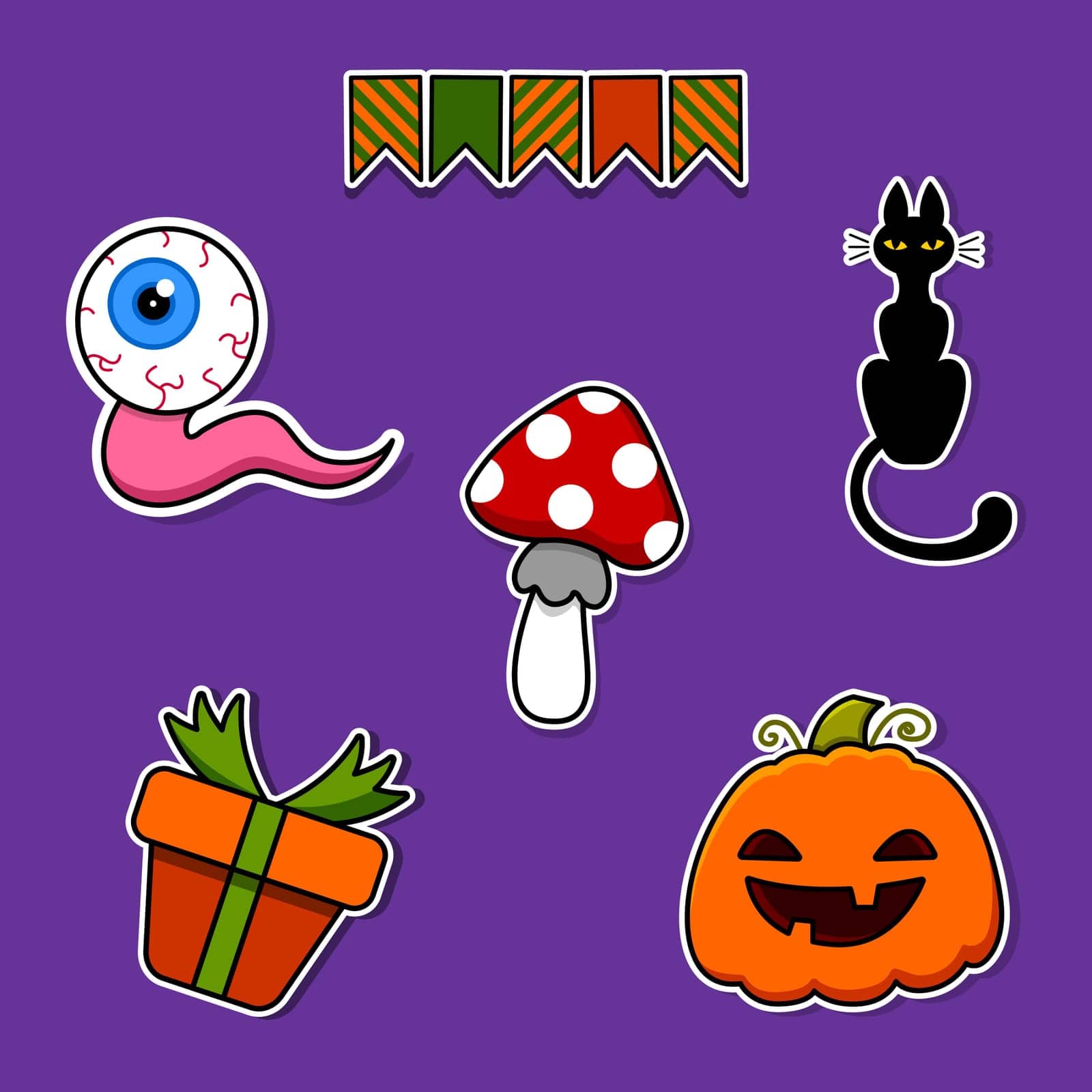 Cartoon illustration of Halloween stickers. Vector illustration.