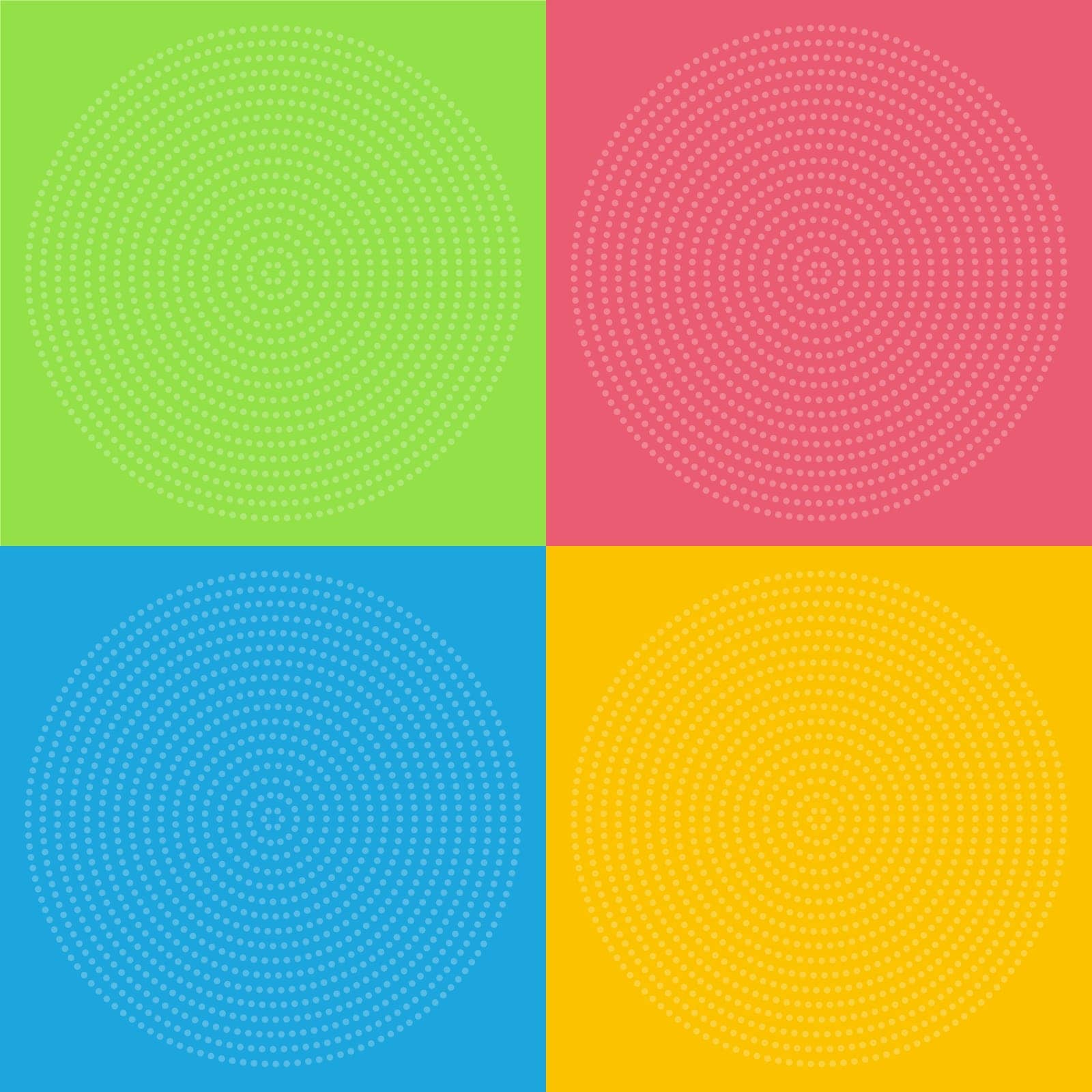 Multicolored background in pop art style. Four segments in pink and green, yellow and blue.