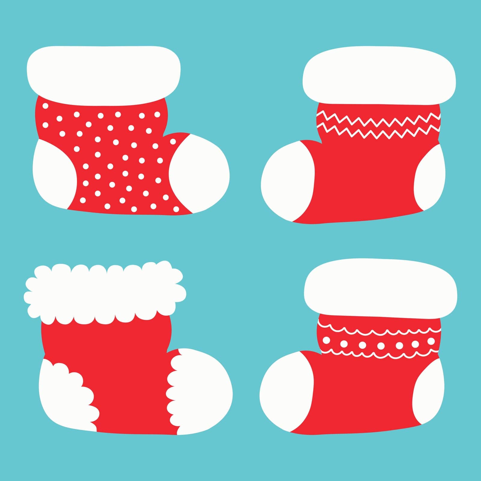 Set of Christmas stockings. Simple flat vector illustration