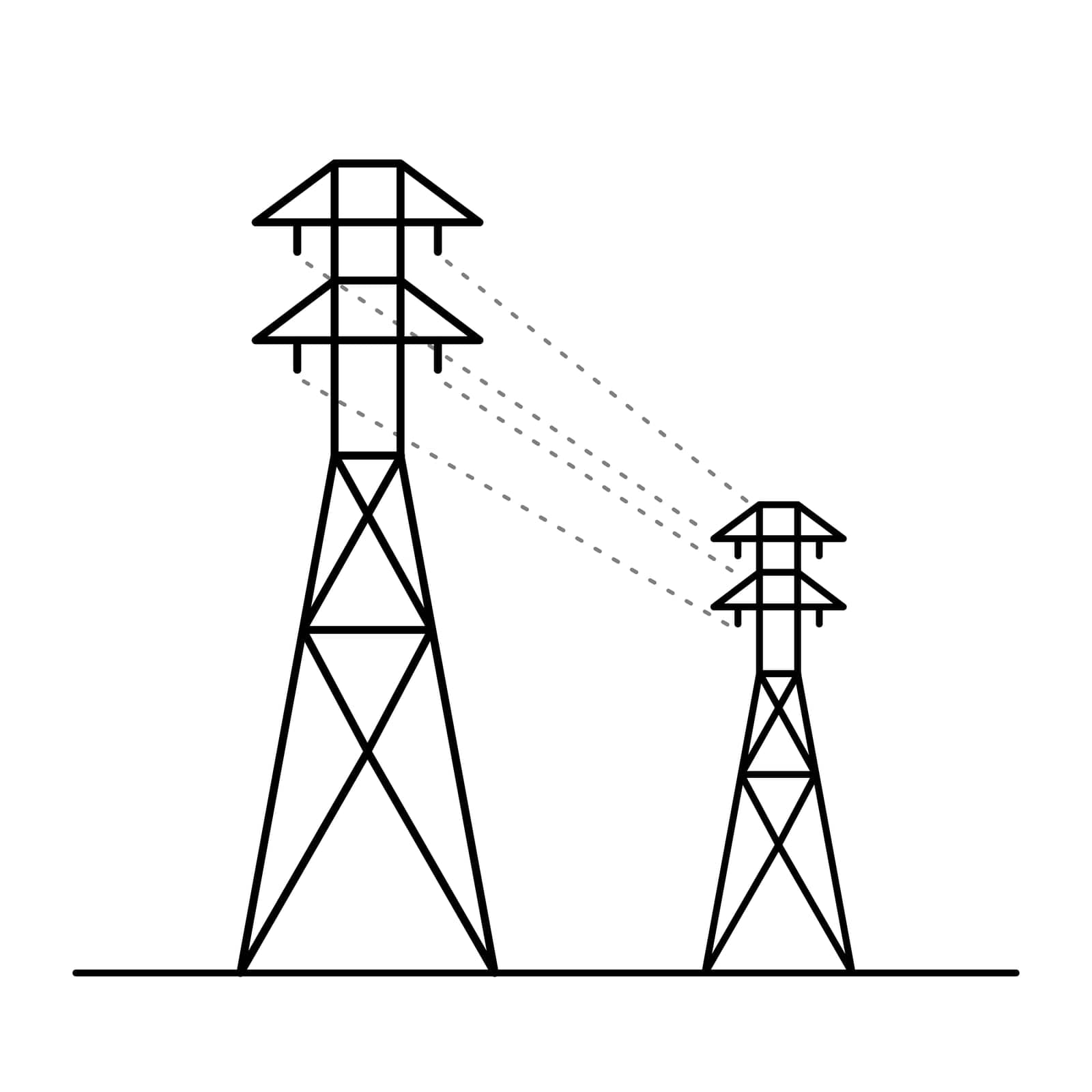 Power line art. Two high voltage poles.