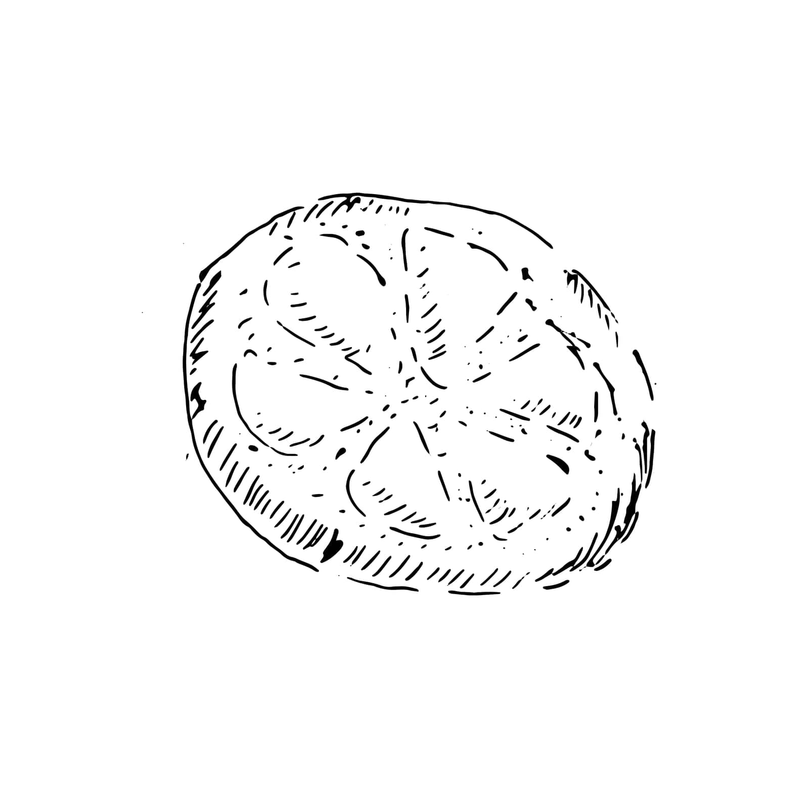 Hand drawn vector illustration of Georgian traditional pie. Mingrelian khachapuri pie outline.