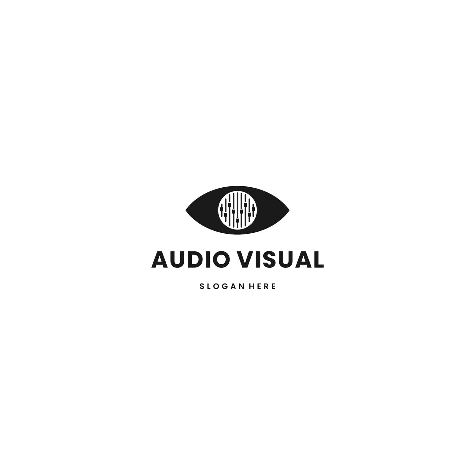 Audio visual logo design on isolated background