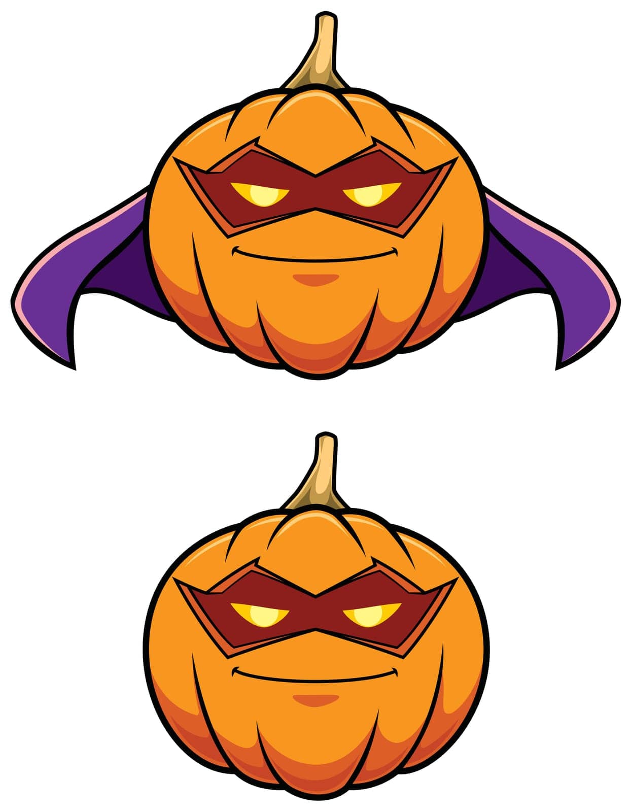 Mascot illustration with pumpkin superhero isolated on white background.