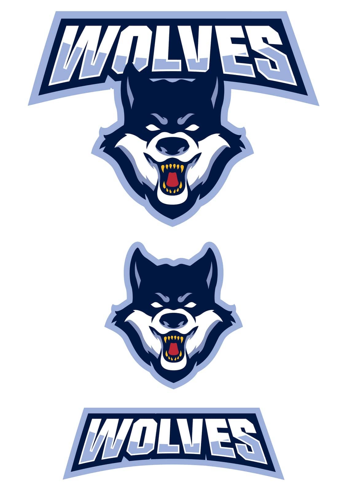 Mascot illustration with the head of an angry wolf. 