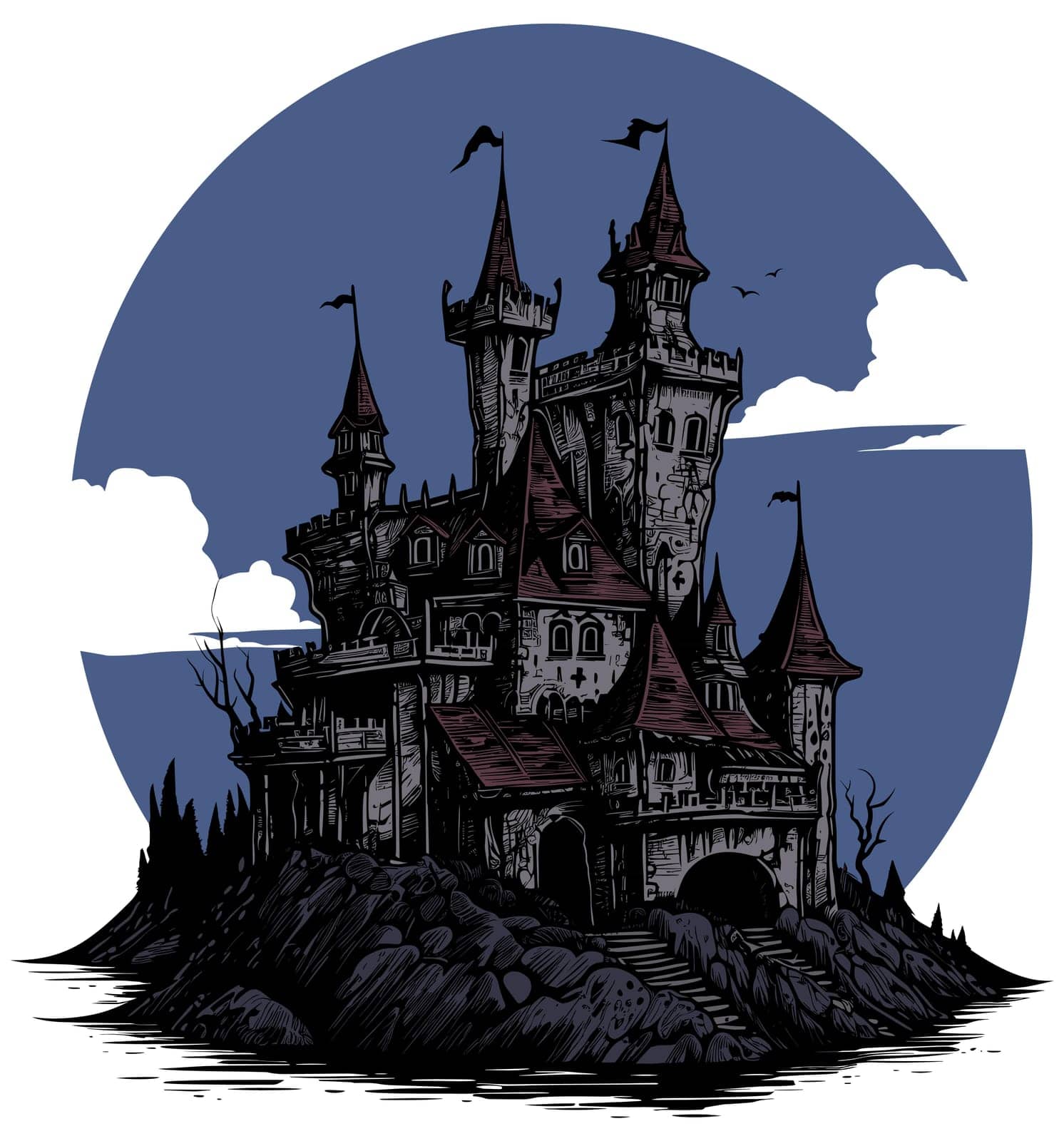 Dark Spooky Castle by Malchev