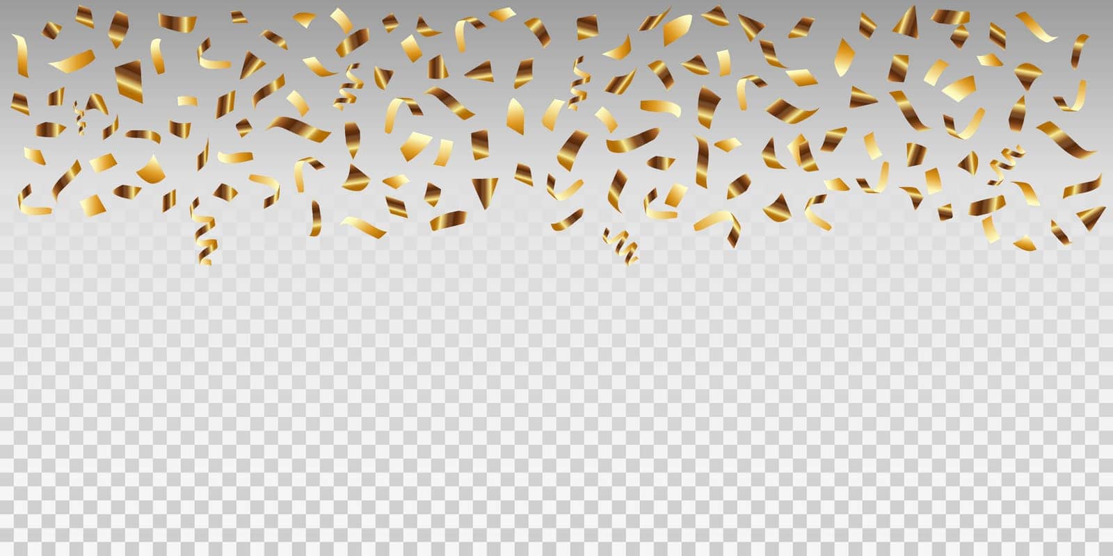 Serpentine pieces falling down. Festive overlay effect. Transparent background. Vector illustration.