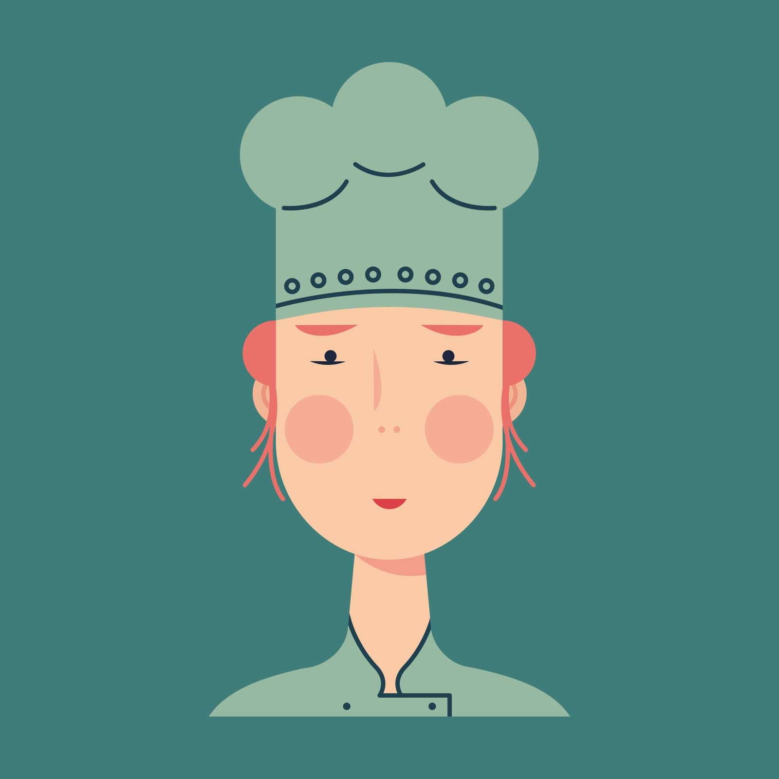 Avatar for one chef. Woman with ginger hair in chef's hat.