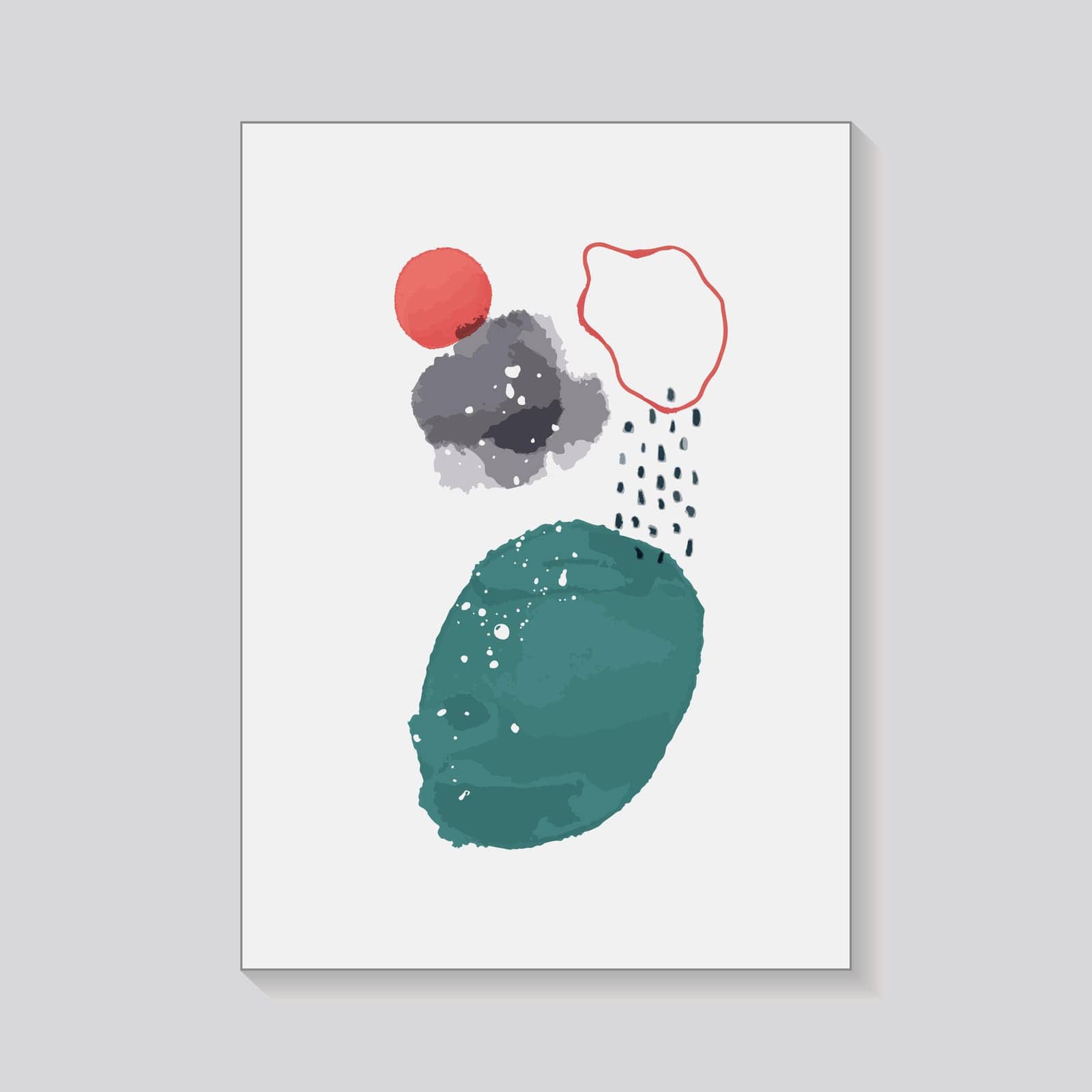 Minimal watercolor poster. Different vector painted shapes and lines.
