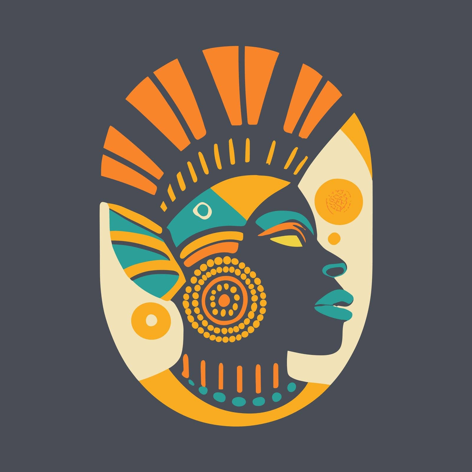 Minimalist Tshirt or Logo Design Stylized Head with a Traditional African Hairstyle and Jewelry by LanaLeta