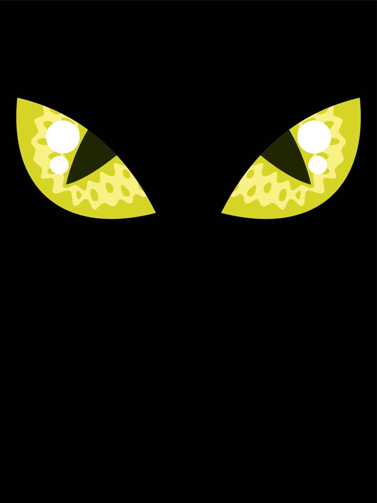 Black background with cartoon cat eyes.