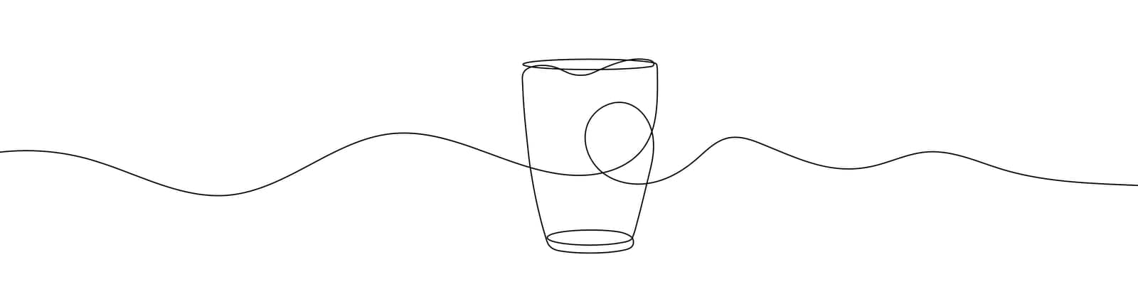 Continuous line drawing of glassful. Cup continuous line icon. by Chekman