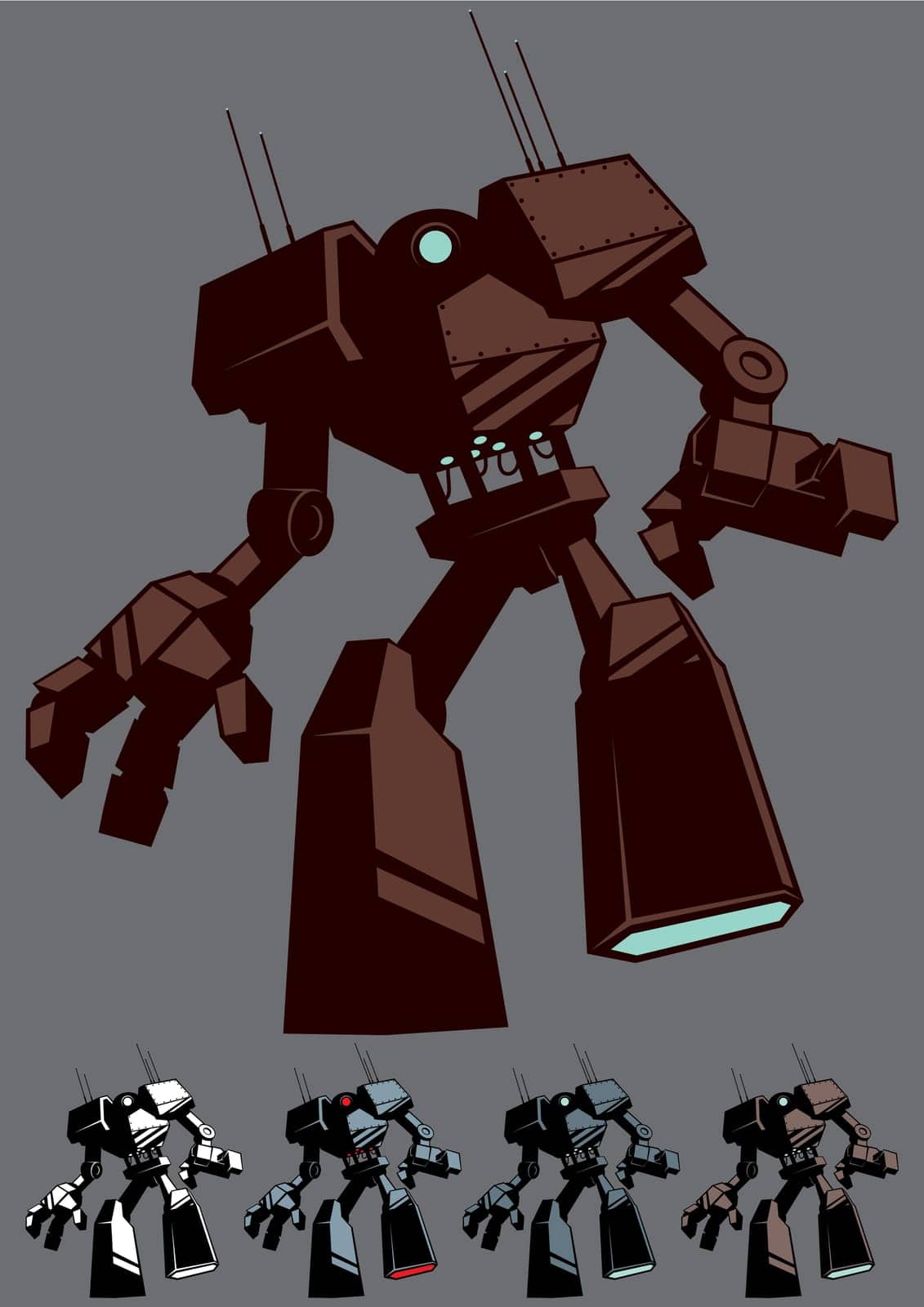 Giant robot in 5 color versions.