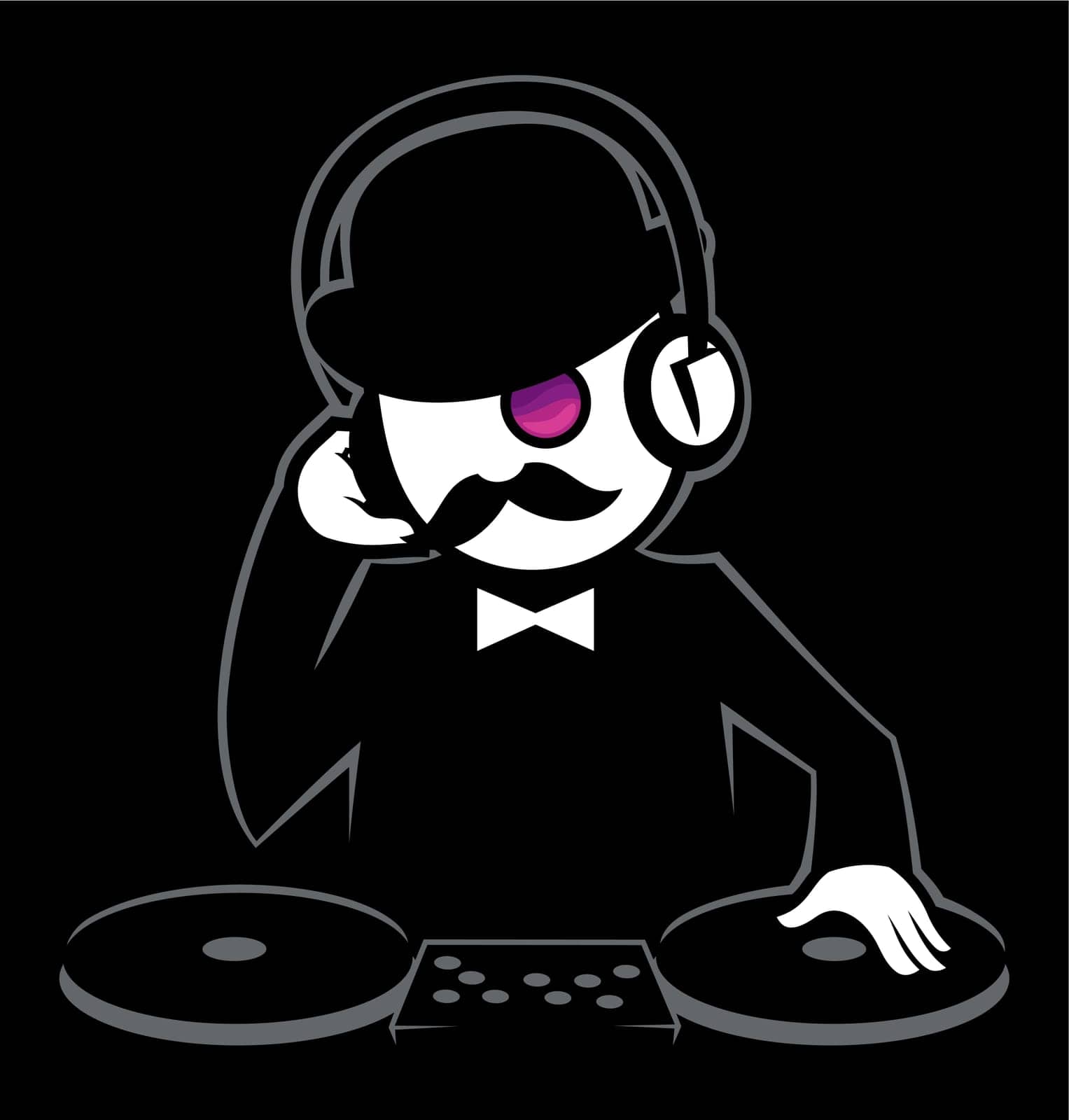 Illustration of hipster DJ. 