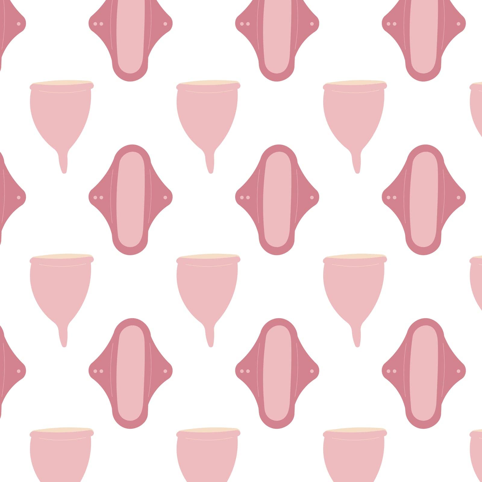 feminine hygiene menstrual cup pad eco bio zero waste pattern textile vector